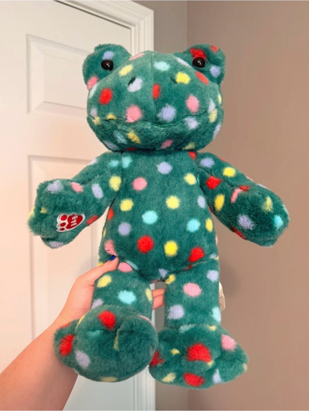 Build-A-Bear Green Polka Dot Plush Bear